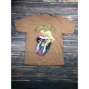 Daydreamer The Rolling Stones Womens Small Brown Tie Dye Tee T Shirt Graphic